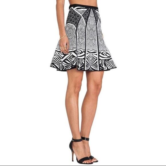 Diana Von Furstenberg Samara Knit Black and White A-Line Skirt in Zebra Tattoo S - Picture 3 of 7